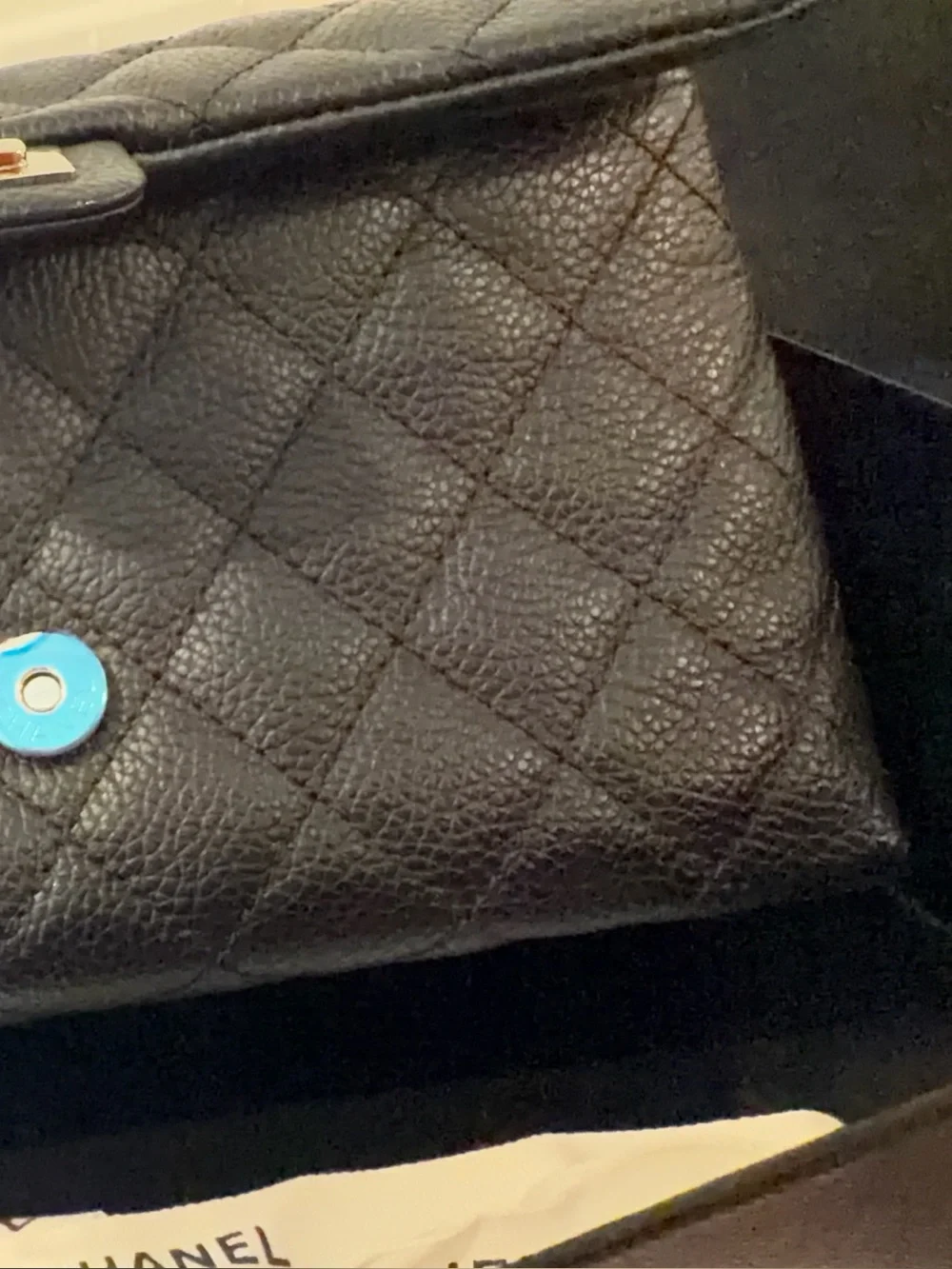 CHANEL Black Quilted Caviar Leather belt bag